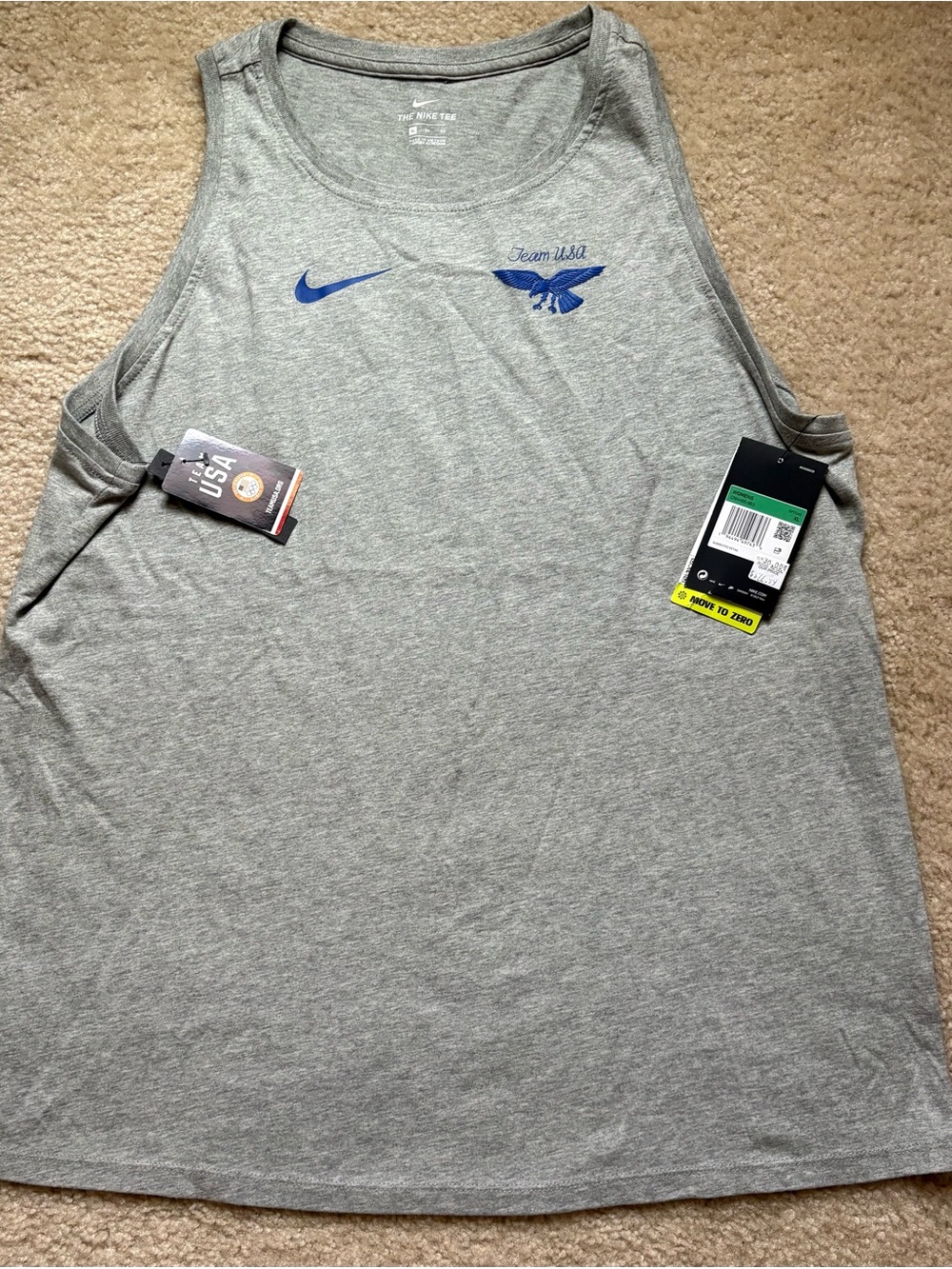 Nike Team USA Gray Tank Top with Blue Accents-XL NWT